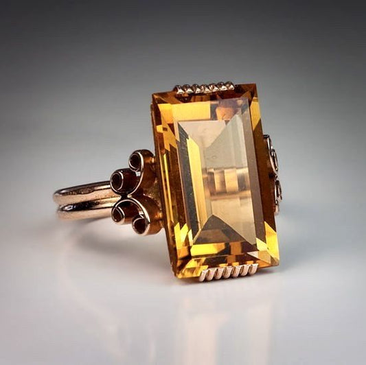 Vintage Orange Glass Rose Ring-Maryam Jewelry