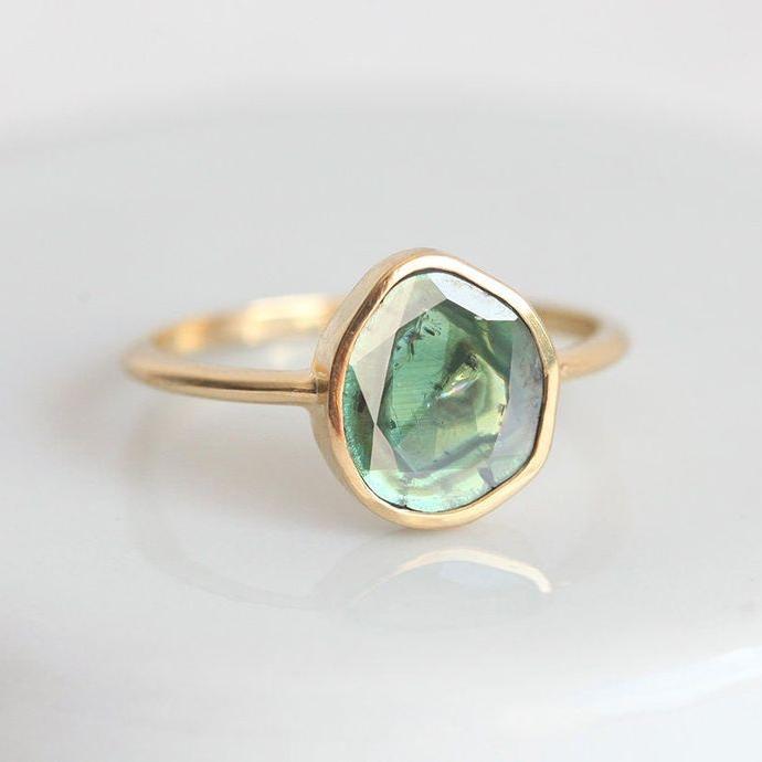 Vintage Green Bright Stone Ring-Maryam Jewelry