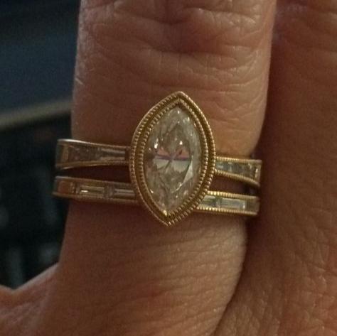 Vintage Oval Zirconia Golden Ring Set-Maryam Jewelry