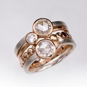 Vintage Layered Zirconia Rose & Silver Ring-Maryam Jewelry