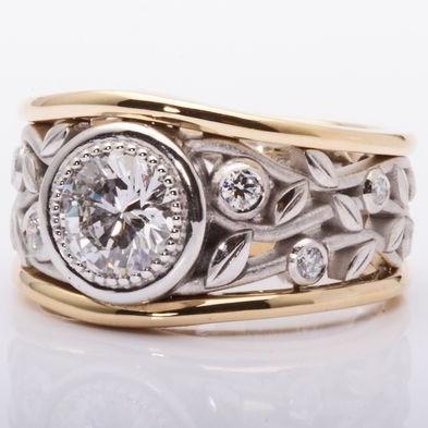 Vintage Ivy Silver & Gold Zirconia Ring-Maryam Jewelry