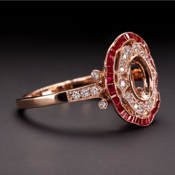 Vintage Red Bright Rose Ring-Maryam Jewelry