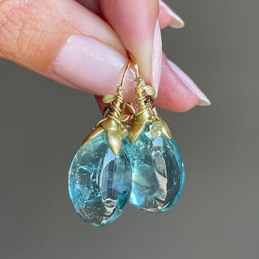 Vintage Blue Crystaline Drop Earrings-Maryam Jewelry
