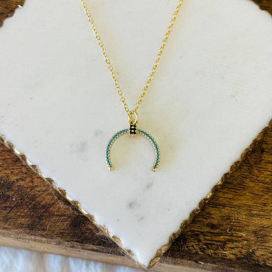 Elda Turquoise Horn Necklace-Maryam Jewelry