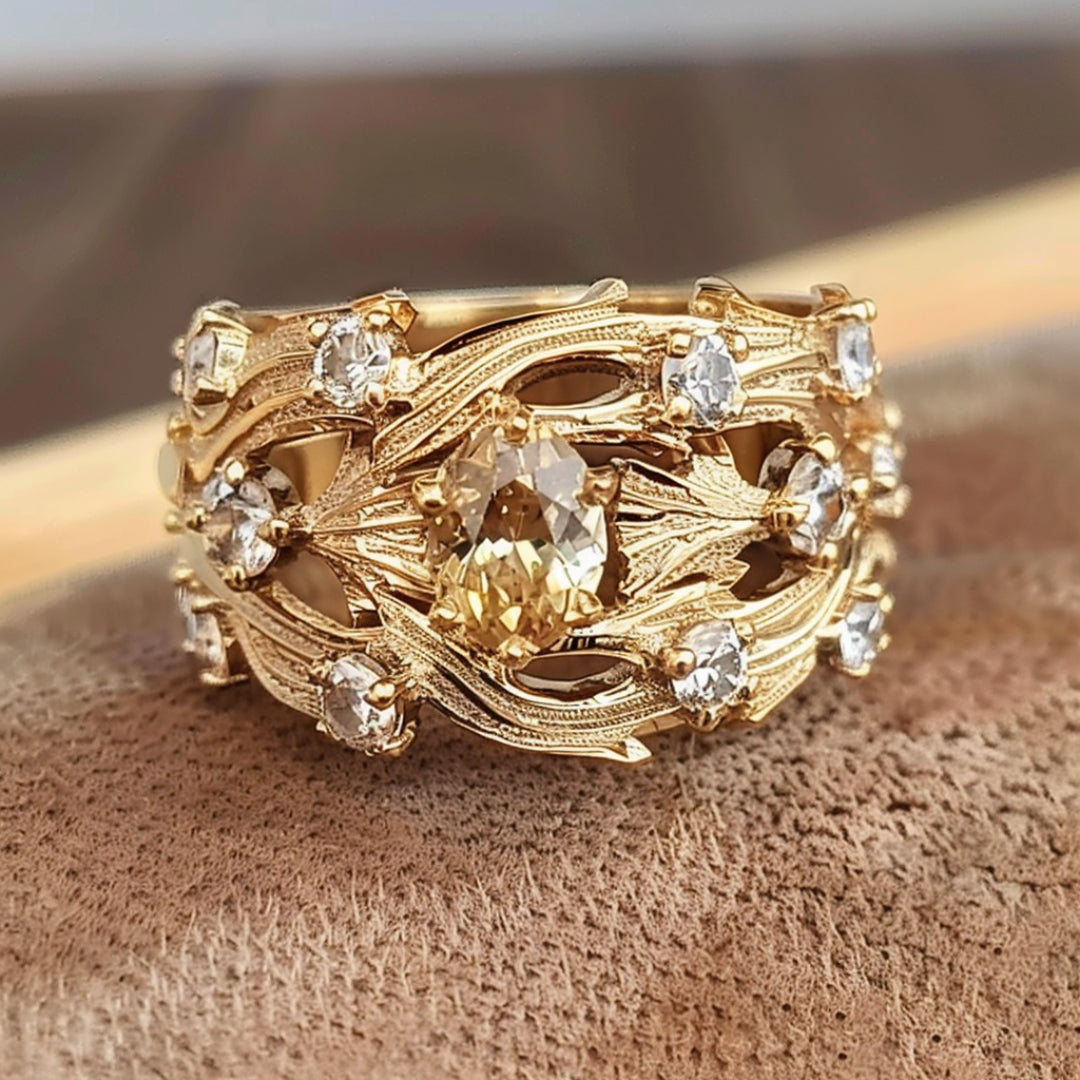 Golden Layered Zirconia Ring-Maryam Jewelry