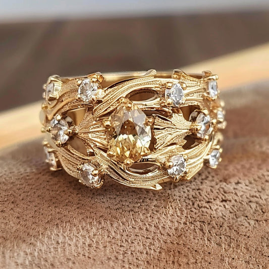 Golden Layered Zirconia Ring-Maryam Jewelry