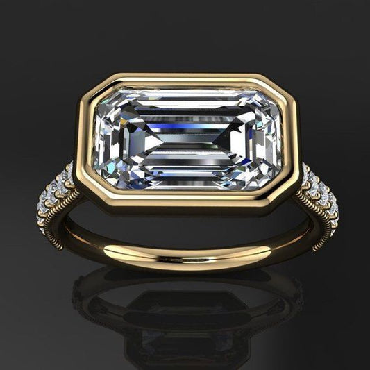 Vintage Rectangular Glass Gold Ring-Maryam Jewelry