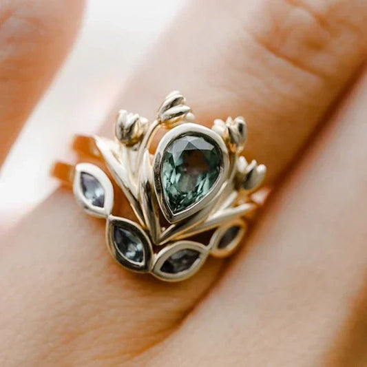 Vintage Green Exotic Crystal Ring-Maryam Jewelry