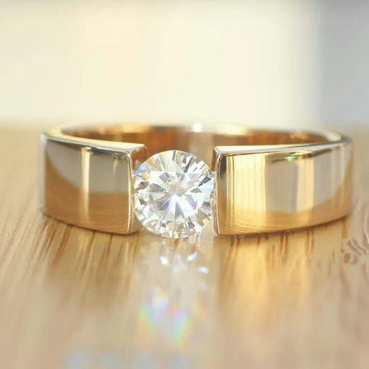 Vintage Open Zirconia Gold Ring-Maryam Jewelry