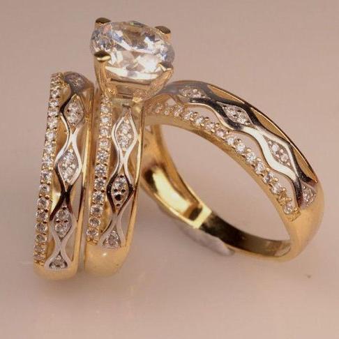 Vintage Golden Hollow Zirconia Ring Set-Maryam Jewelry