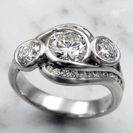 Vintage Zirconia Spiral Silver Ring-Maryam Jewelry