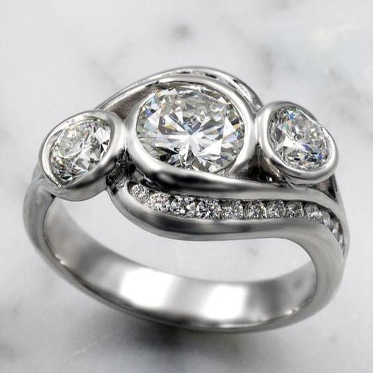 Vintage Zirconia Spiral Silver Ring-Maryam Jewelry