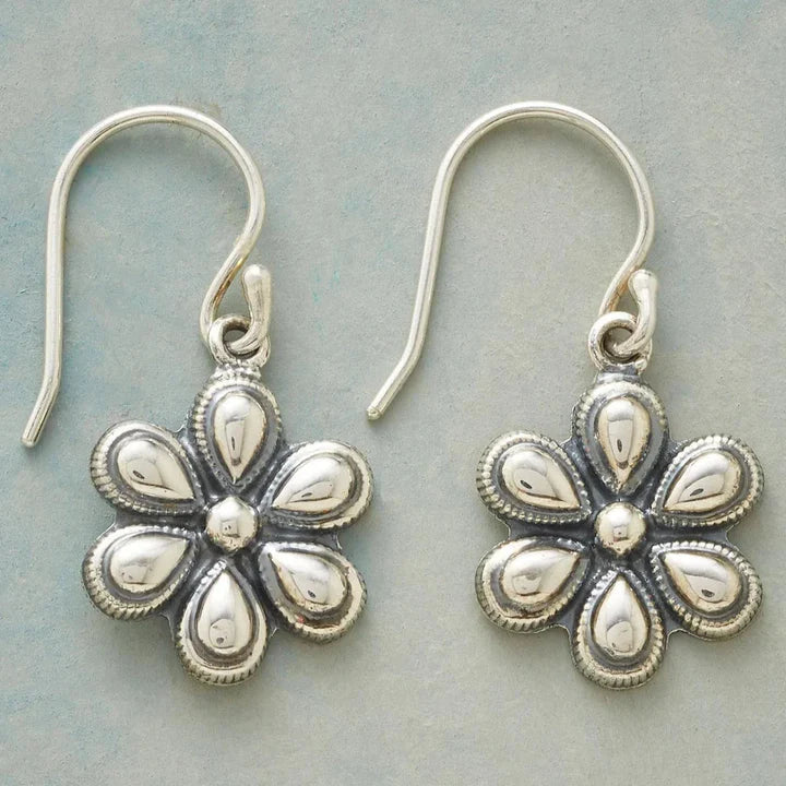 Vintage Silver Daisy Earrings-Maryam Jewelry