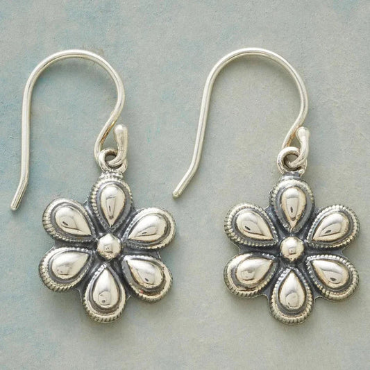 Vintage Silver Daisy Earrings-Maryam Jewelry