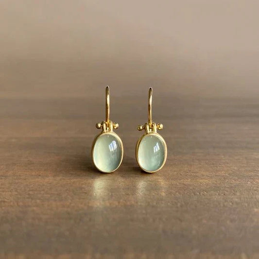 Vintage Earrings with Green Moonstone-Maryam Jewelry