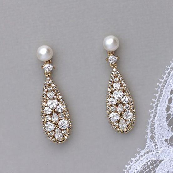 Vintage Bright & Pearl Earrings-Maryam Jewelry