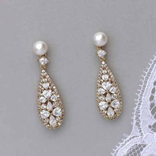 Vintage Bright & Pearl Earrings-Maryam Jewelry