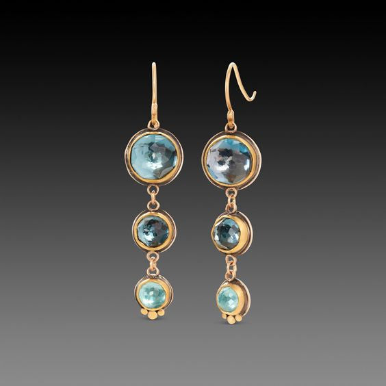 Vintage Dangling Blue Crystal Earrings-Maryam Jewelry