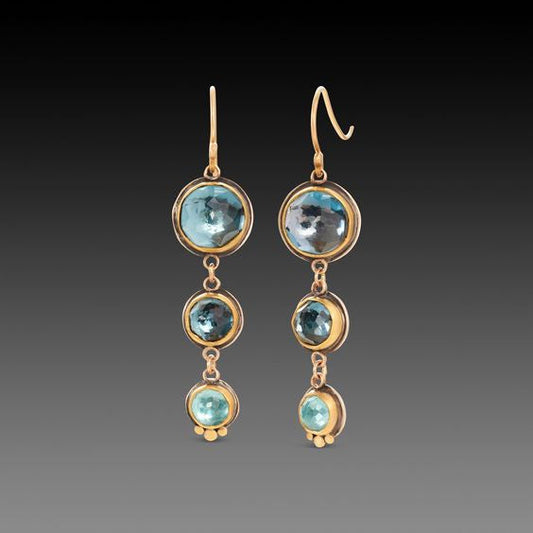 Vintage Dangling Blue Crystal Earrings-Maryam Jewelry