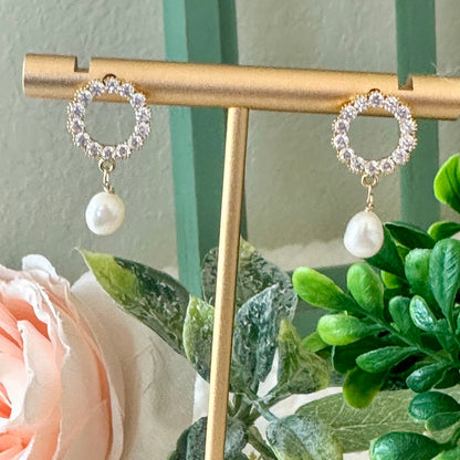 Belina Open Circle Pearl Earrings-Maryam Jewelry