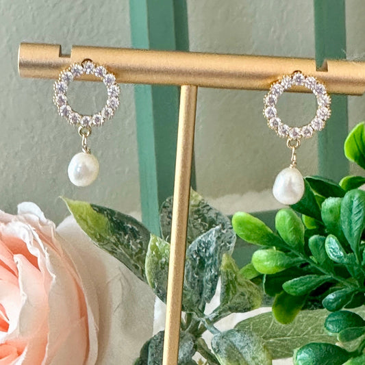 Belina Open Circle Pearl Earrings-Maryam Jewelry
