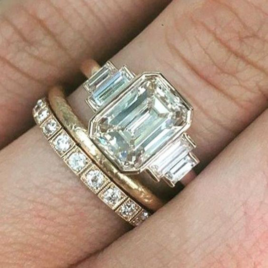 Vintage Crystal Turquoise Ring Set-Maryam Jewelry