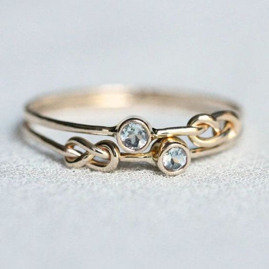 Vintage Knotted Gold & Zirconia Ring-Maryam Jewelry
