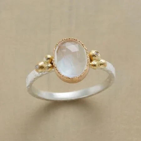 Vintage White Glass Ring-Maryam Jewelry