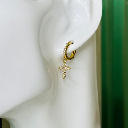 Dainty Cross Huggie Hoop Earrings-Maryam Jewelry
