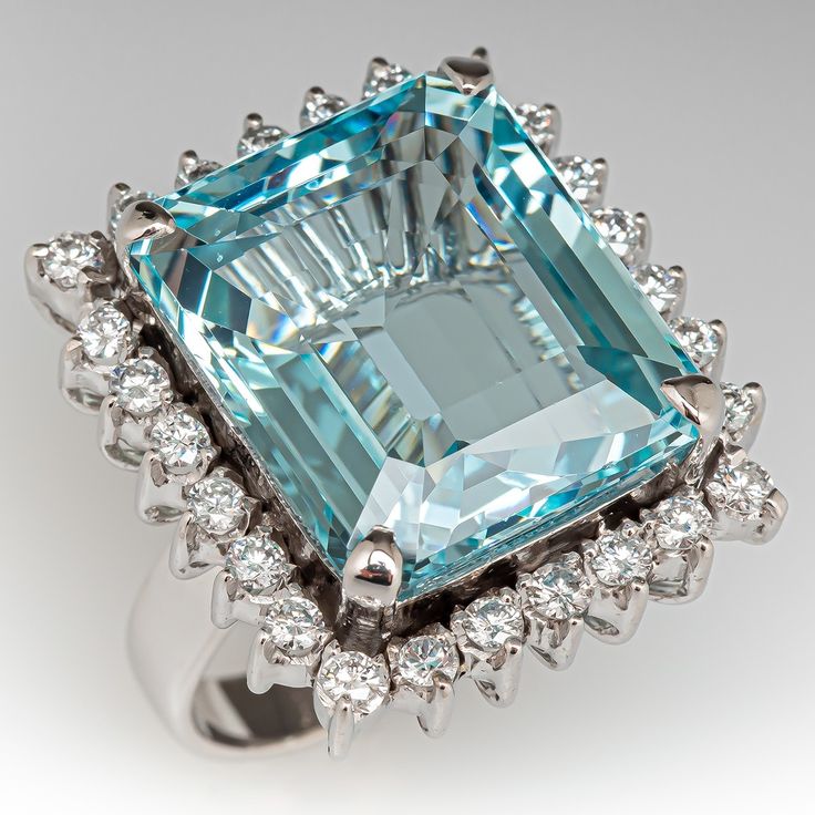 Vintage Blue Cubic Zirconia Glass Silver Ring-Maryam Jewelry