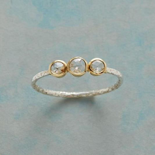 Vintage Triple Zirconia Silver Ring-Maryam Jewelry