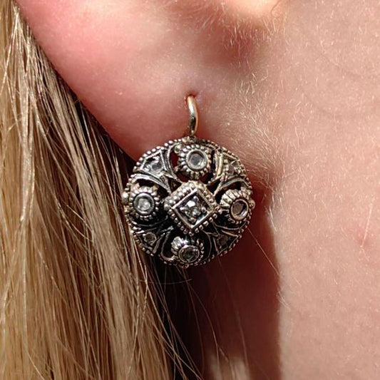 Vintage Crystal Mandala Rounded Earrings-Maryam Jewelry