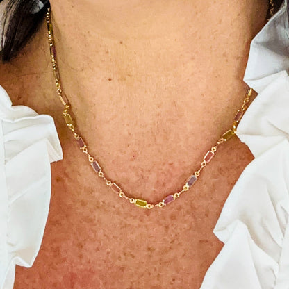 Isabella MultiColor CZ Stone Necklace-Maryam Jewelry