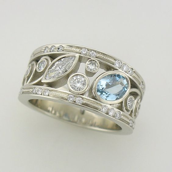 Vintage Zirconia Silver & Blue Ring-Maryam Jewelry