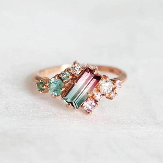 Vintage Rose Green Zirconia Ring-Maryam Jewelry