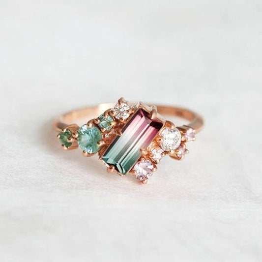 Vintage Rose Green Zirconia Ring-Maryam Jewelry