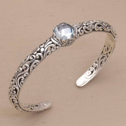 Vintage Zirconia Open Silver Bracelet-Maryam Jewelry