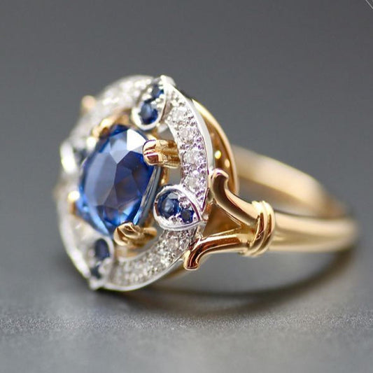 Vintage Blue Starlight Zirconia Ring-Maryam Jewelry