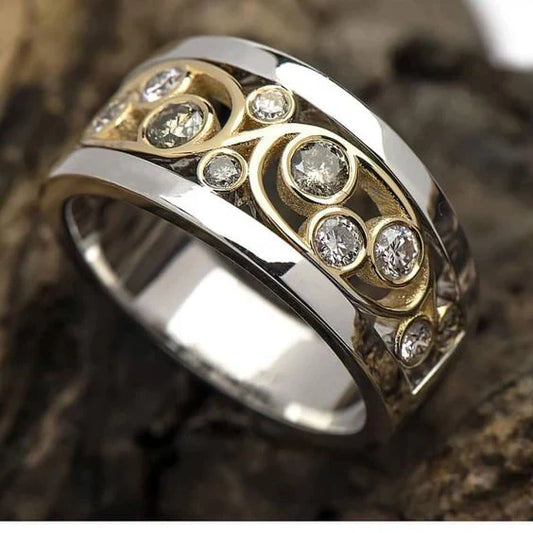 Vintage Gold & Silver Ivy Zirconia Ring-Maryam Jewelry