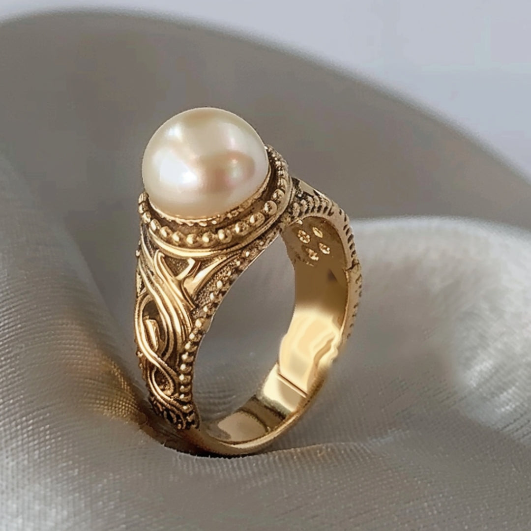Gold Pearl Ring-Maryam Jewelry