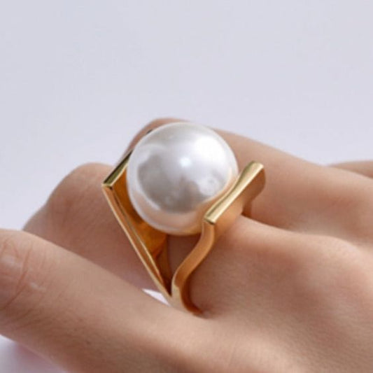 Vintage Inlaid Pearl Golden Ring-Maryam Jewelry