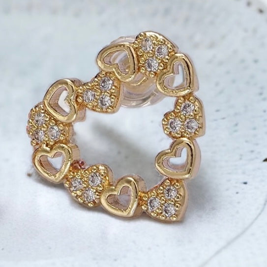 Paolina heart stud earrings-Maryam Jewelry