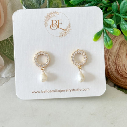 Belina Open Circle Pearl Earrings-Maryam Jewelry