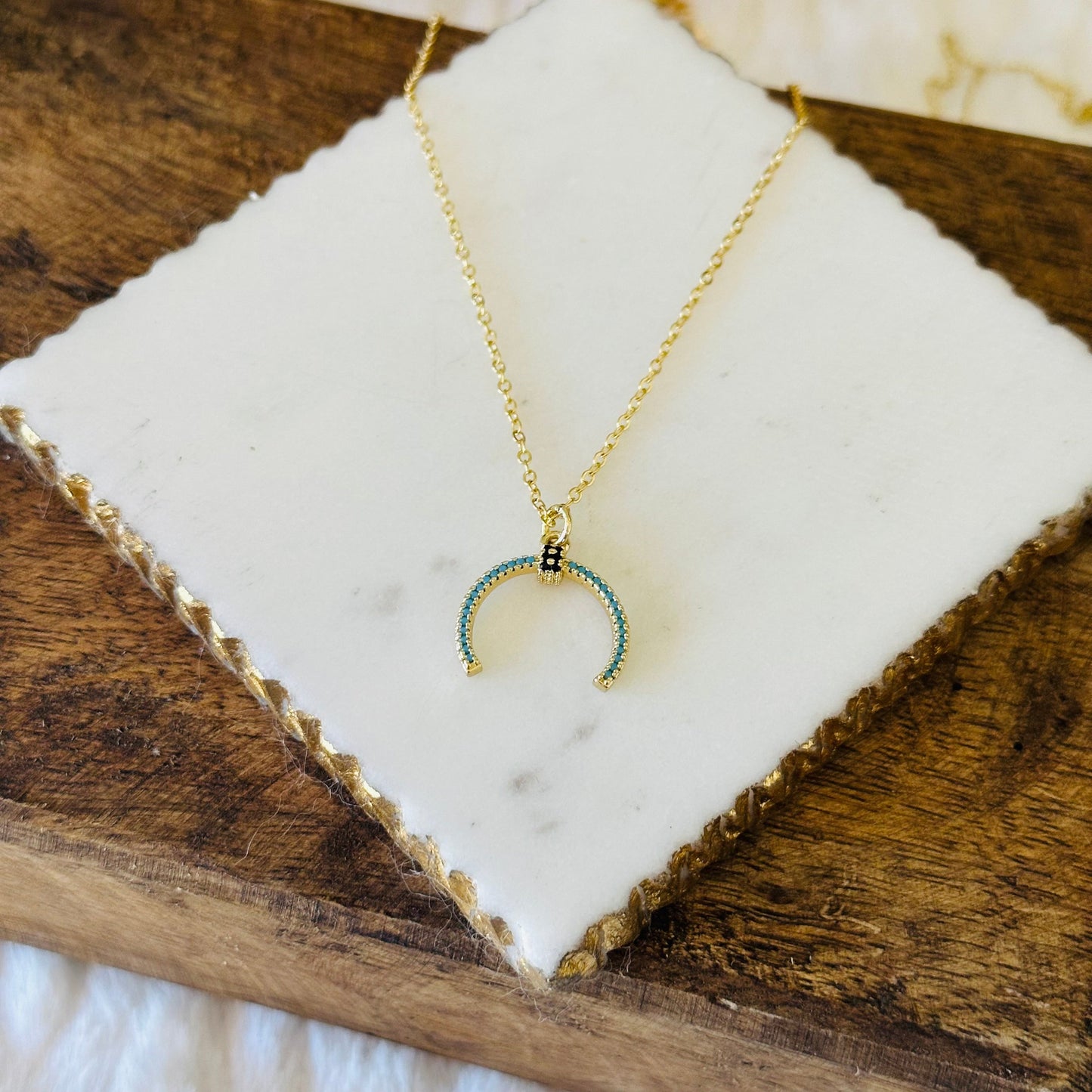 Elda Turquoise Horn Necklace-Maryam Jewelry