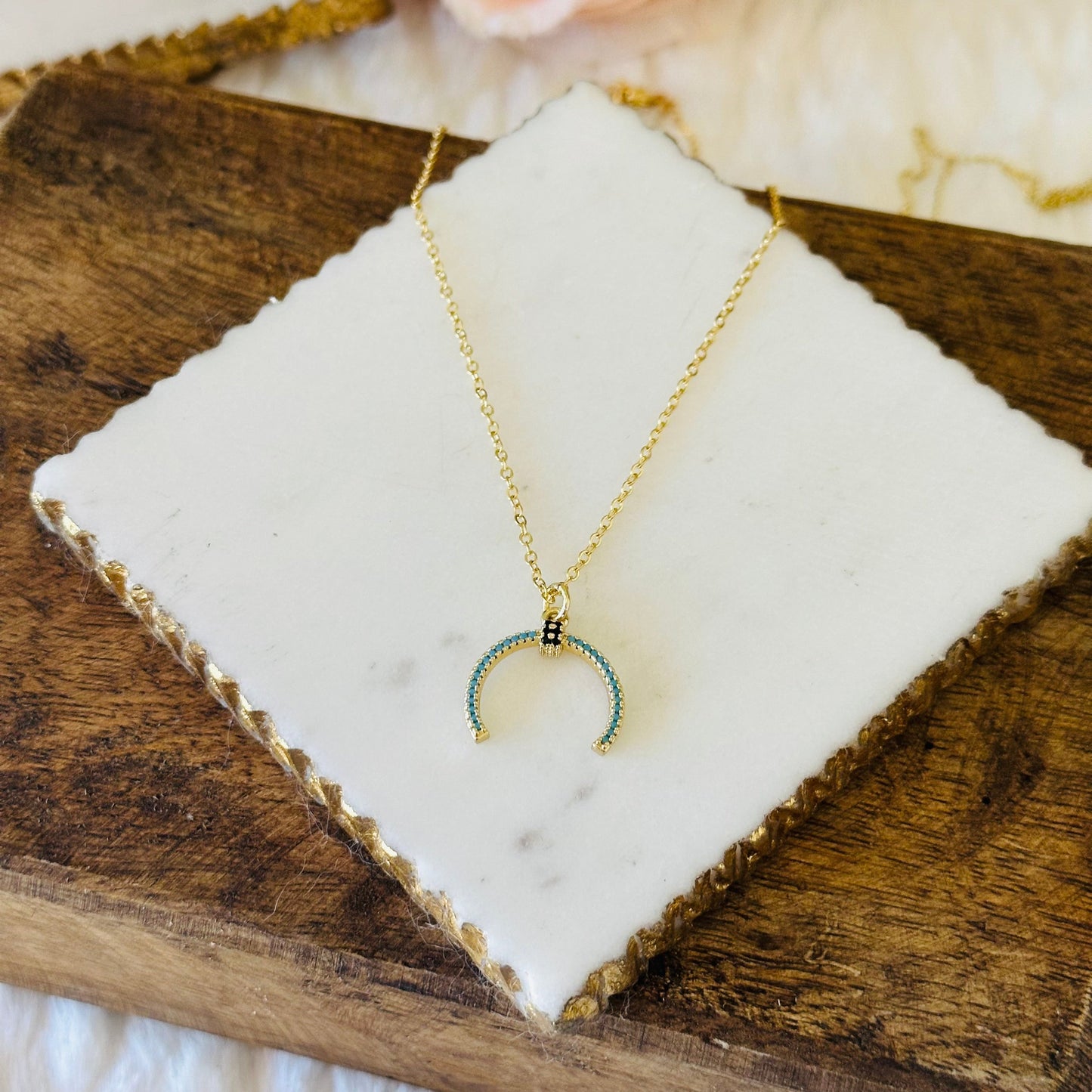 Elda Turquoise Horn Necklace-Maryam Jewelry