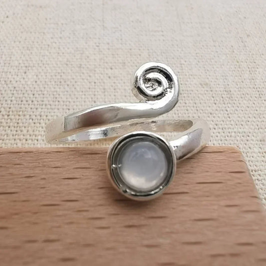 Vintage Spiral Moonstone Ring-Maryam Jewelry