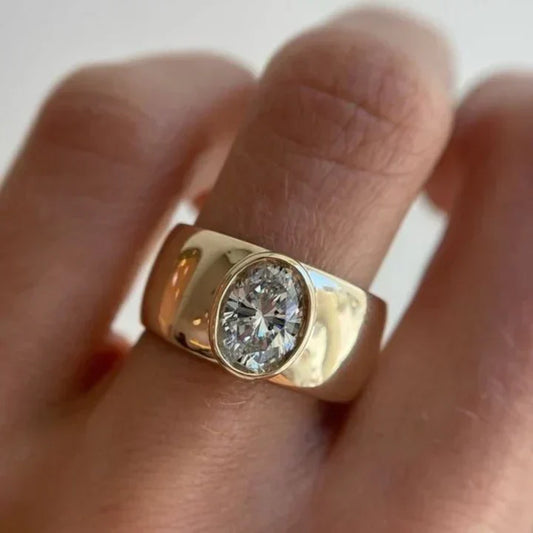 Vintage Inlaid Round Glass Gold Ring-Maryam Jewelry