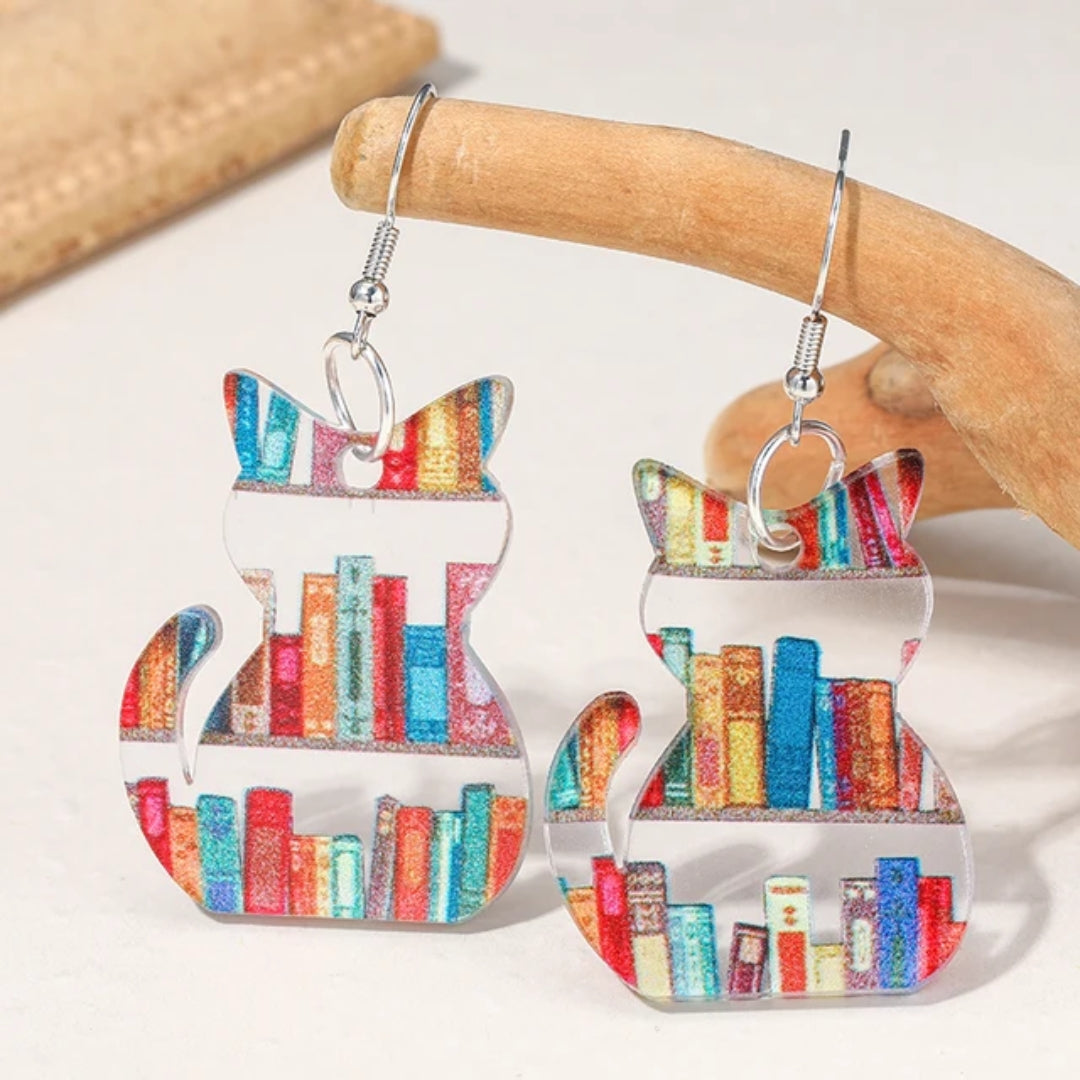 Vintage Colorful Cat Earrings-Maryam Jewelry