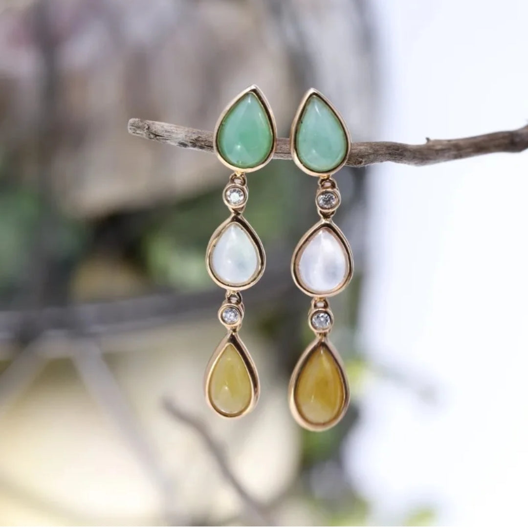 Vintage Nature Dangling Stones Earrings-Maryam Jewelry