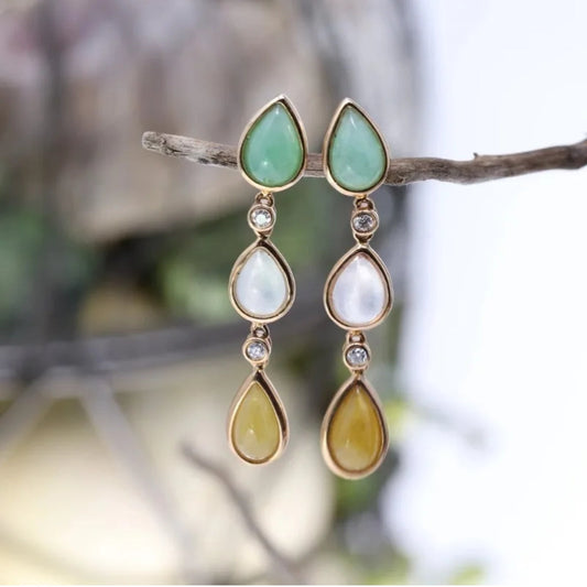 Vintage Nature Dangling Stones Earrings-Maryam Jewelry